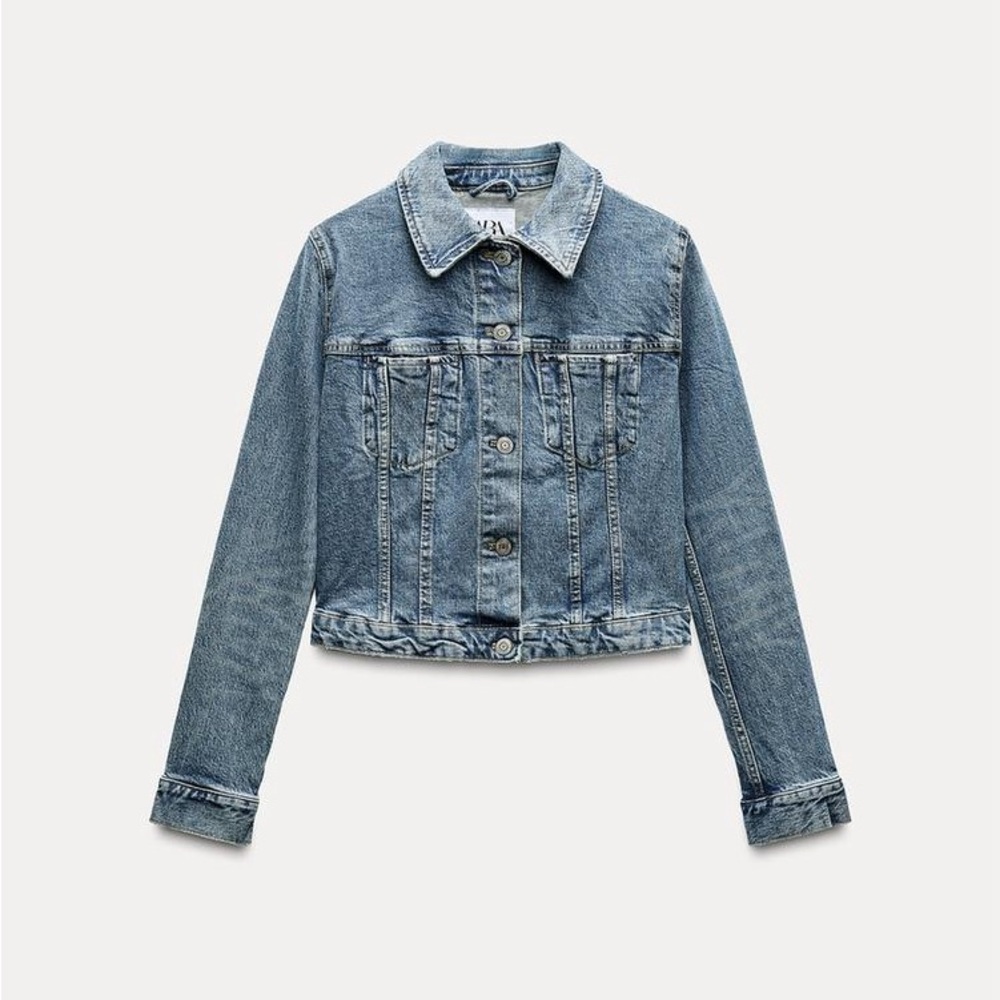 NWT Zara TRF Denim Jacket in Navy Blue - Small